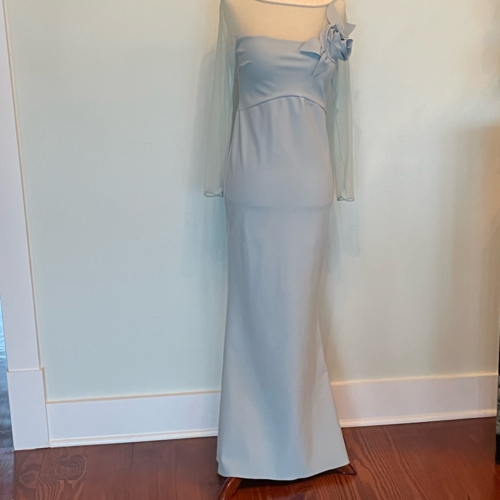 Chiara Boni COUTURE Sky Blue MOTHER OF THE BRIDE Gown. EUC size 4, scuba fabric
